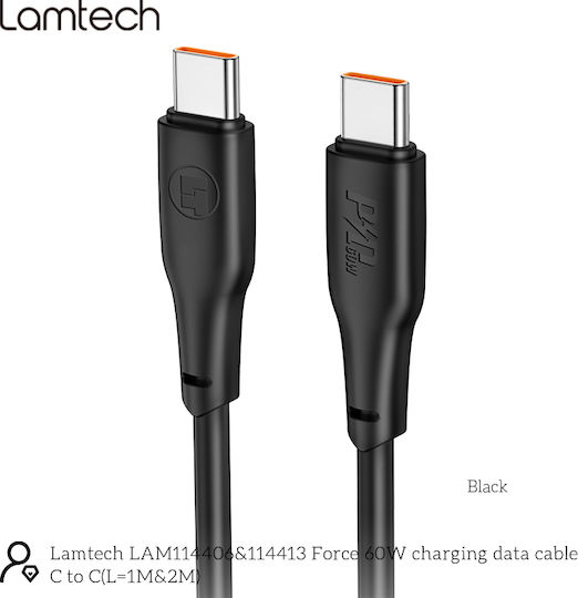 Lamtech USB 2.0 Cable USB-C male - USB-C 60W Black 2m