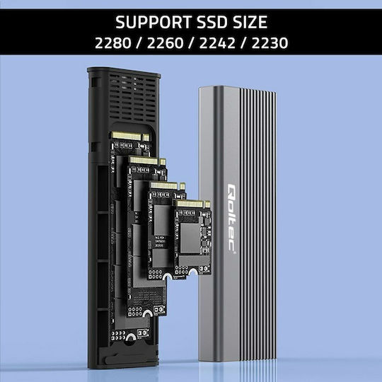 Qoltec Θήκη για Σκληρό Δίσκο M.2 SATA III με σύνδεση USB 3.0 σε Γκρι χρώμα