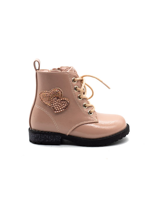 Touiti Leather Kids Boots with Zipper Pink