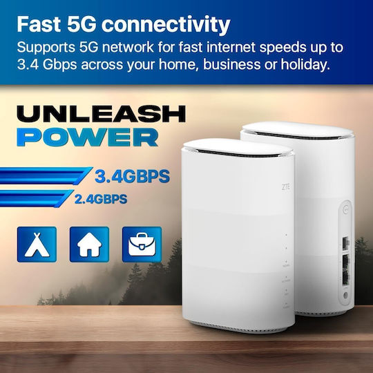 ZTE G5B Wireless 5G Router Wi‑Fi 6E With 2 Gigabit Ports