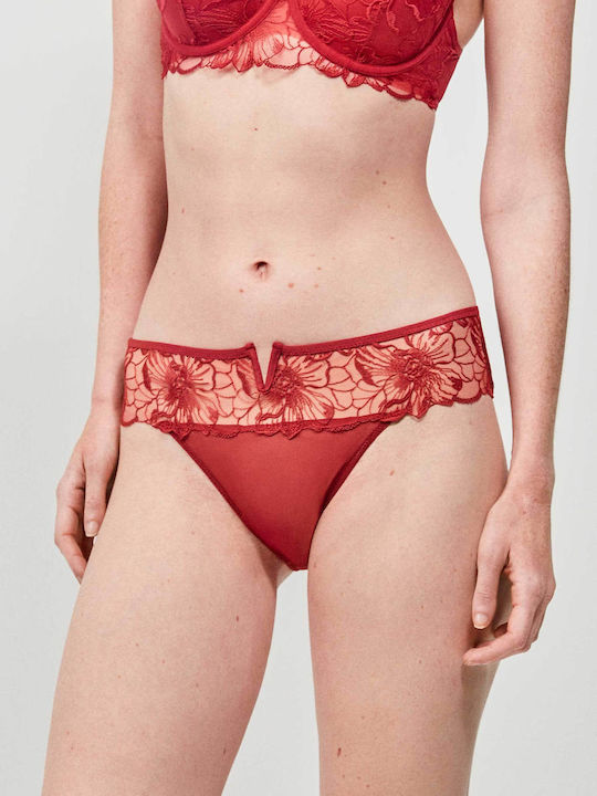 Дамско Слип с дантела Dark Red