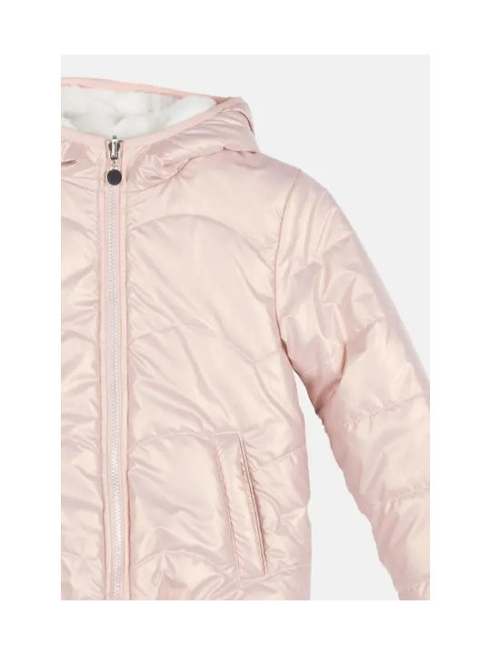 Joyce Kids Quilted Jacket Double Sided with Lining & Hood Iridescent Pink