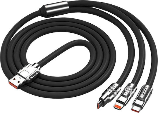 Încărcare Regular Cablu USB la Type-C / micro USB / Lightning cu mai multe porturi 6A Multicolor 1.2m (109453)