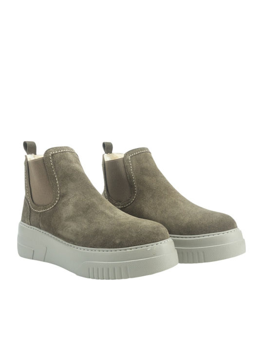 Leather Women's Ankle Boots Beige