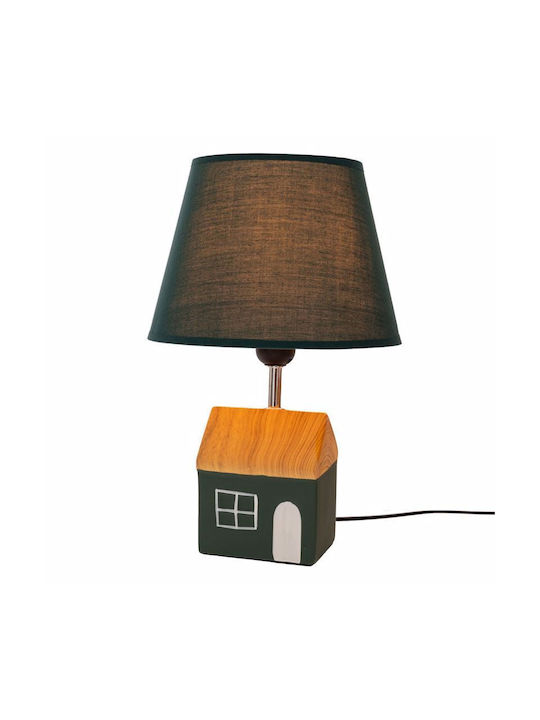 Iliadis Wood Table Lamp with Brown Shade and Black Base