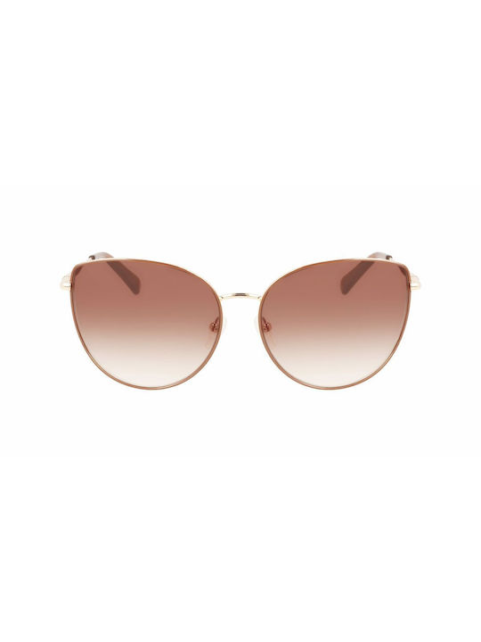 Longchamp Women's Sunglasses with Rose Gold Metal Frame and Brown Gradient Lens LO158S 721