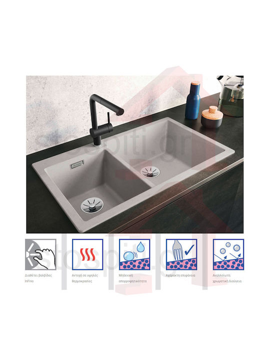 Blanco Pleon 9 527638BL Drop-In Мивка Десен от Синтетичен Гранит Ш86xД50см Soft White