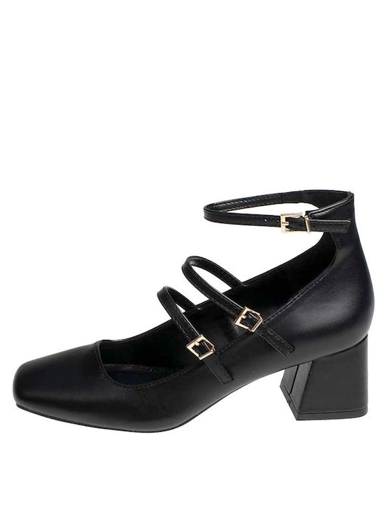 Primadonna Synthetic Leather Black Medium Heels