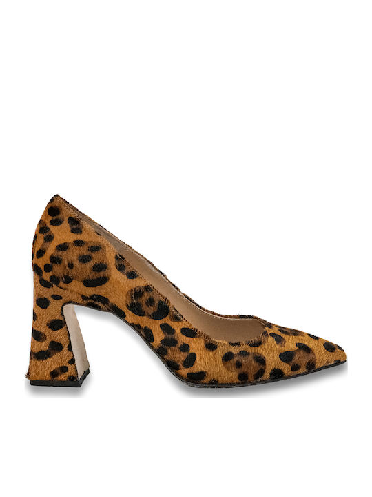 Μυτερές Γόβες με Ψηλό Τακούνι Animal Print Καφέ