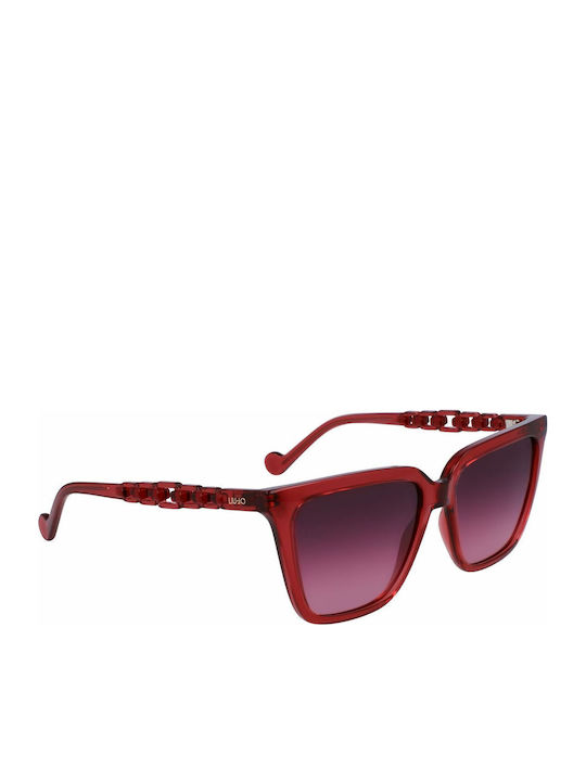 Liu Jo Women's Sunglasses with Red Plastic Frame and Purple Gradient Lens