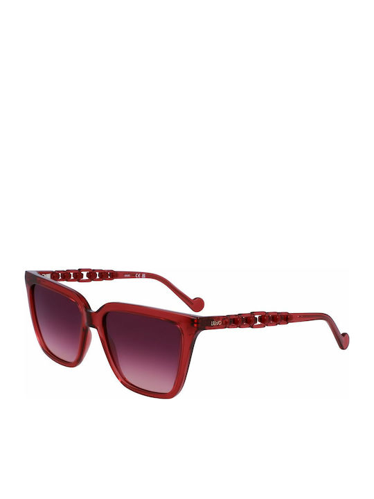 Liu Jo Women's Sunglasses with Red Plastic Frame and Purple Gradient Lens