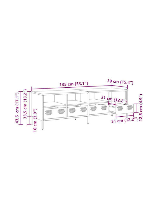 TV-Ständer Metall Senffarbe M135xP39xH43.5cm