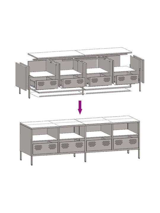 TV-Ständer Metall Senffarbe M135xP39xH43.5cm