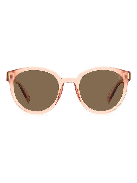 Polaroid Women's Sunglasses with Pink Plastic Frame and Brown Polarized Lens PLD6185/S 35J/SP