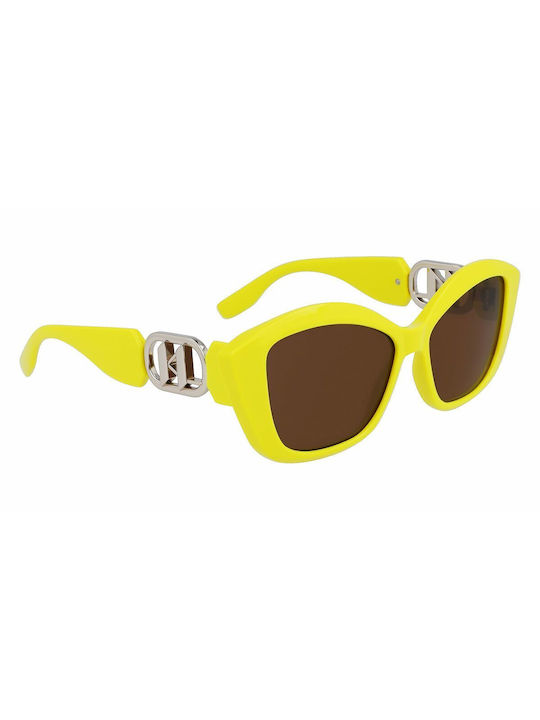 Karl Lagerfeld Women's Sunglasses with Yellow Plastic Frame and Brown Lens KL6102S-703