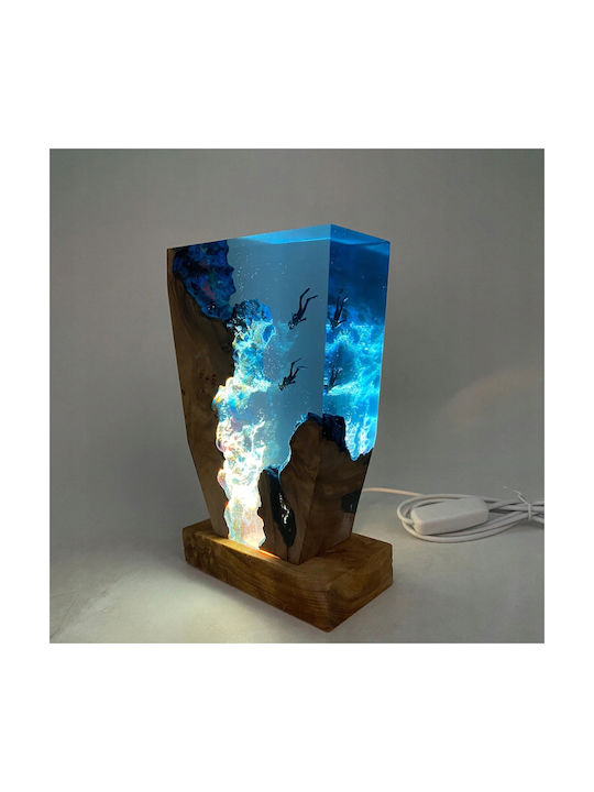 Night Lamp Divers Underwater Decorative Wooden + Epoxy Resin