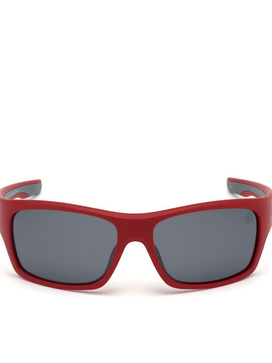 Timberland Men's Sunglasses with Red Plastic Frame and Gray Lens TB9192 66D