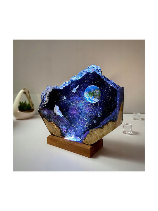 Night Light Cosmos Rocket Decorative Wooden + Epoxy Resin
