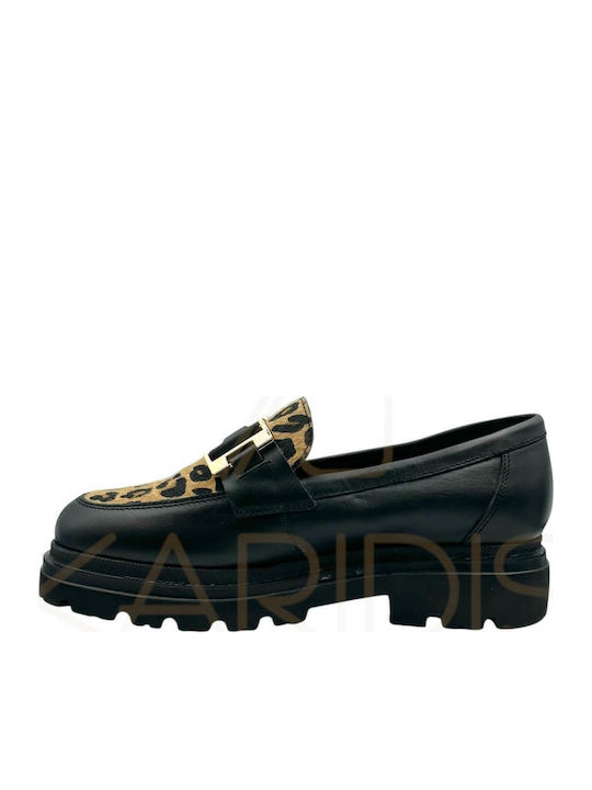 Leder Damen Mokassins in Schwarz Farbe