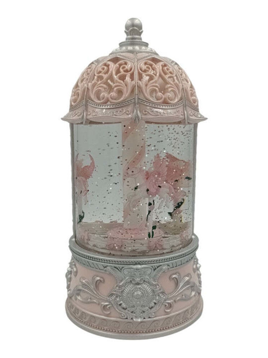 Weihnachts- Beleuchtete Dekorative Darstellung Rosa mit Batterie mit Musik 21x11.4x11.4cm