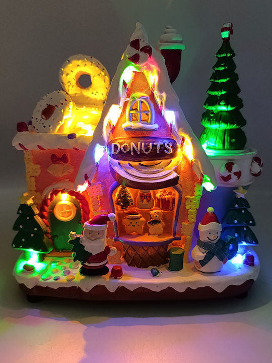Weihnachts- Beleuchtete Dekorative Darstellung mit Batterie mit Musik 22.2x21.5x13cm Lebkuchenhaus