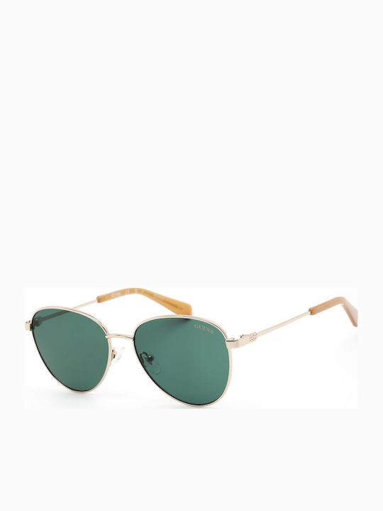 Guess Unisex Sunglasses with Gold Metal Frame and Green Lens GU8257 32N