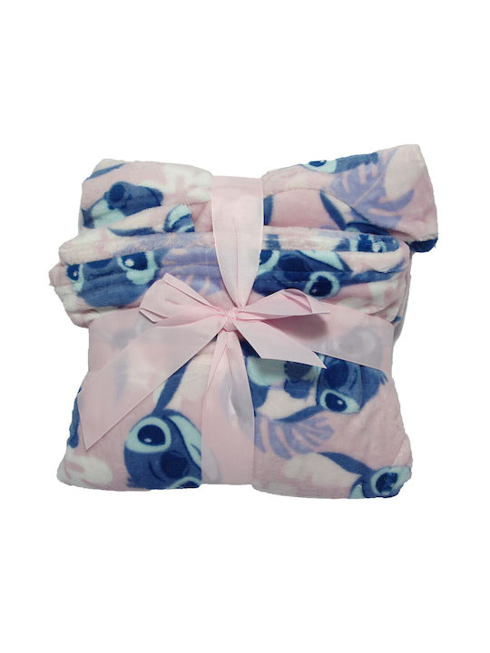Disney Lilo & Stitch Παιδική Κουβέρτα Μπλούζα Fleece Coral Μανίκια Κουκούλα Aym076257 Ανοιχτό Ροζ