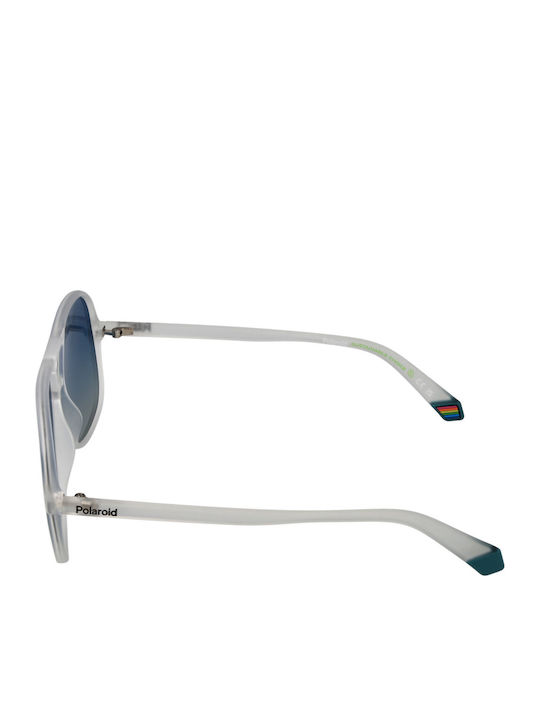 Polaroid Men's Sunglasses with White Plastic Frame and Blue Gradient Lens PLD6217/S 2M4/Z7