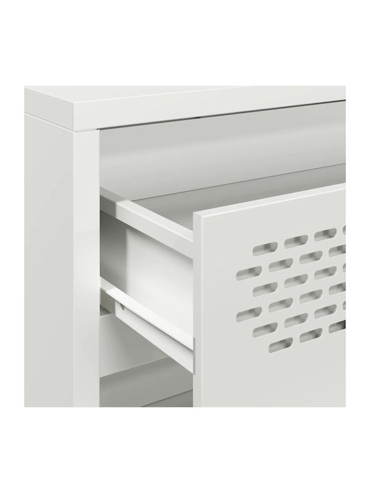 Metallic Chest of Drawers with 3 Drawers White 68x39x58.5cm