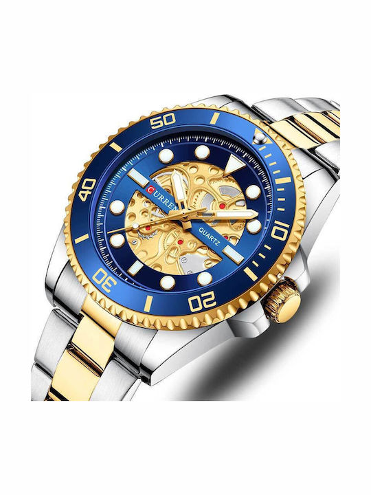 Curren Men's Watch 44mm Battery with Silver Metal Bracelet