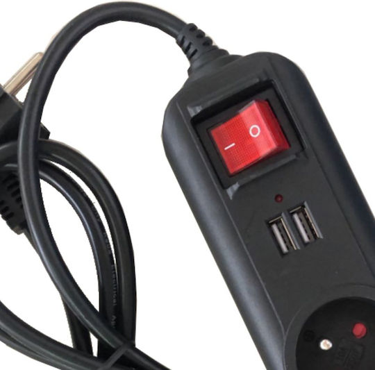Kraft & Dele Πολύπριζο 3 Θέσεων με USB-A, Διακόπτη και Καλώδιο 3m