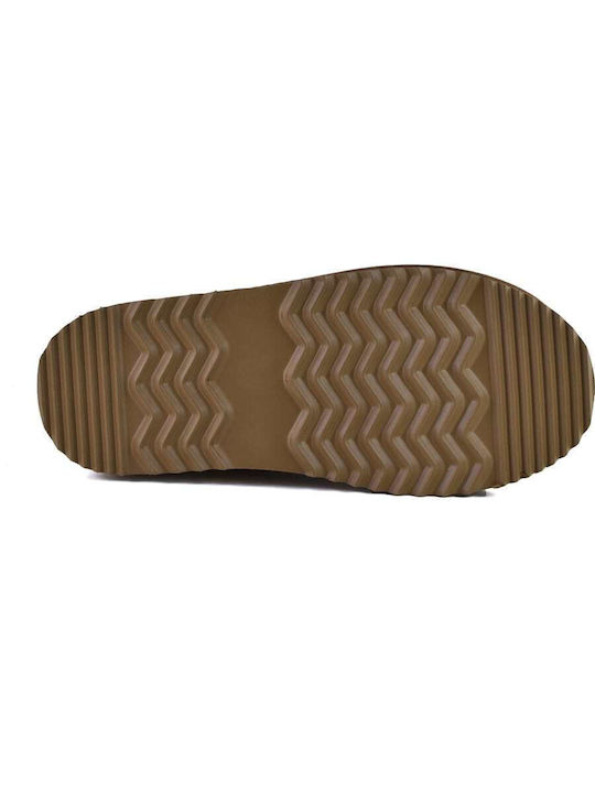 Closed Leather Women's Slippers Brown
