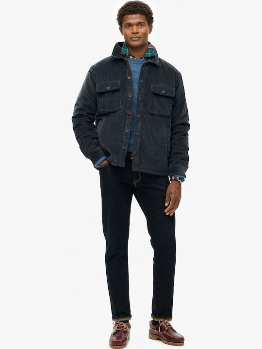 Surplus Μακρυμάνικo Κοτλέ Overshirt σε Κανονική Γραμμή Navy