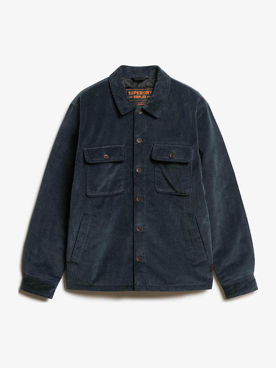 Surplus Μακρυμάνικo Κοτλέ Overshirt σε Κανονική Γραμμή Navy