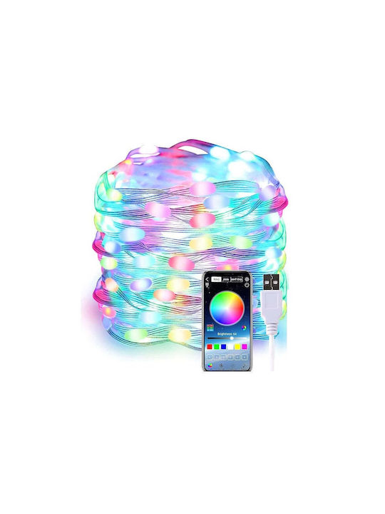 100 Lămpițe LED 10m. Multicolore USB tip Șir 1buc
