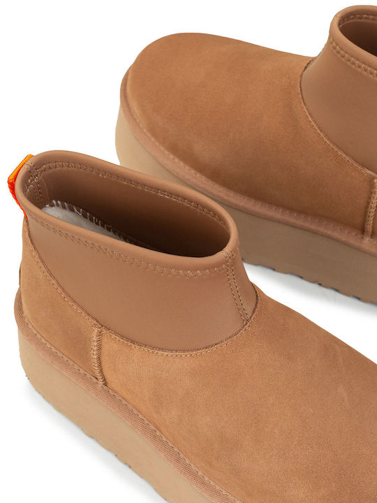 Classic Mini Dipper Leather Women's Ankle Boots Chestnut