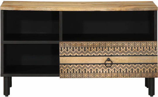 TV Stand Made of Solid Wood Black M80xD33.5xH46cm