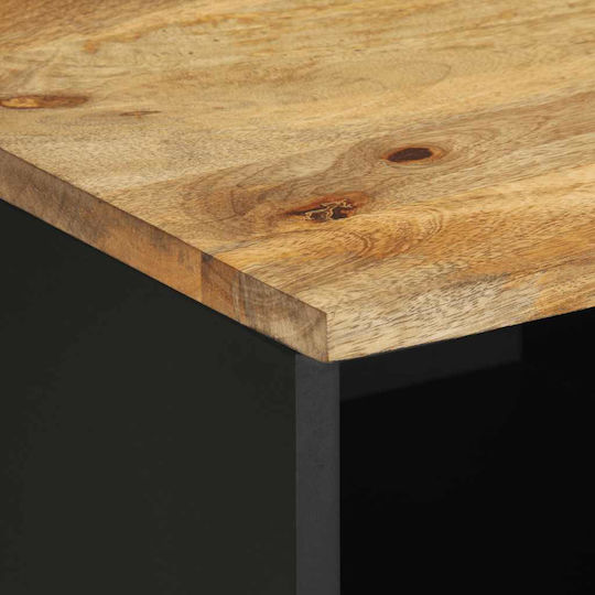TV Stand Made of Solid Wood Black M80xD33.5xH46cm