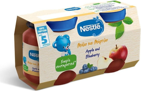 Nestle Fruit puree Apple & Blueberry with Flavor Apple & Blueberry 250gr for 5+ Months