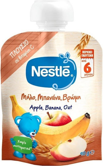 Nestle Fruit-Vegetable Puree NaturNes Apple, Banana, Oat with Flavor Apple, Banana & Oat No Added Sugar 90gr for 6+ Months