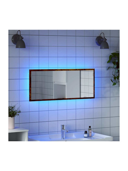 vidaXL Badezimmerspiegel LED aus Kunststoff mit Länge 100cm Braun