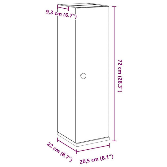 vidaXL Bathroom Cabinet L20.5xW22xH72cm White