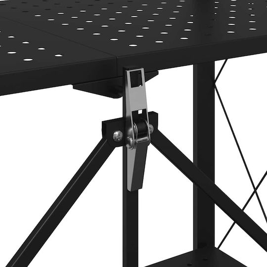 vidaXL Металик Кухненско Тролейче С 3 Позиции Черно 71x34x88см