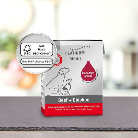 Platinum Pet Food & Care Menu Wet Food Dogs in Cans with Calf, Chicken, Meat and Vegetables 375gr