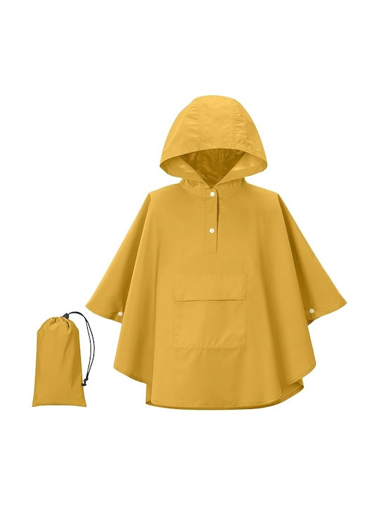 Rain Poncho - Unisex Αδιάβροχο Πόντσο με Κουκούλα & Θήκη Μεταφοράς για Παιδιά 11 έως 15 ετών - Large - Yellow Αδιάβροχο Παιδικό Casual Μπουφάν με Κουκούλα Κίτρινο