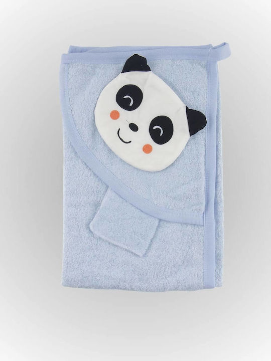 Minilori Baby Baby-Badetuch mit Kapuze Hellblau 85x80cm