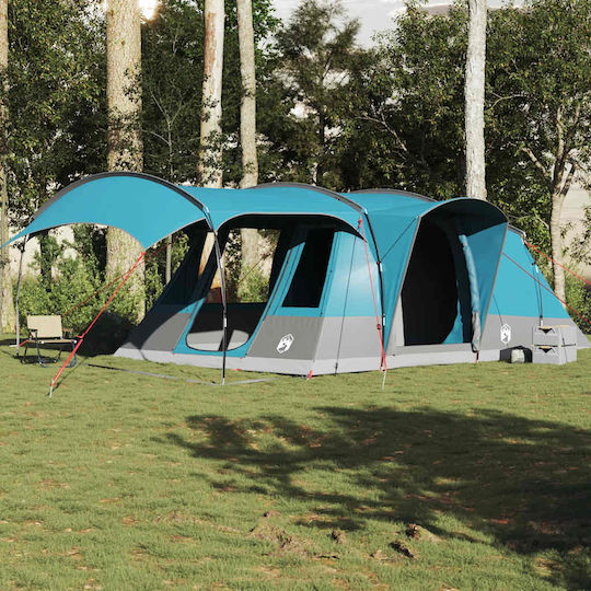 vidaXL Camping Tent Tunnel Blue for 5 People 595x330x203cm