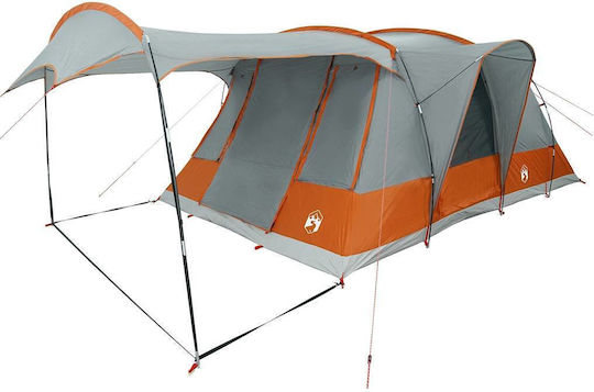 vidaXL Σκηνή Camping Τούνελ Γκρι για 5 Άτομα 595x330x203εκ. Γκρι/Πορτοκαλί