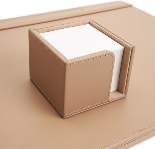 Leather Paper Cube Holder in Beige Color 9x7x9cm 1 Piece