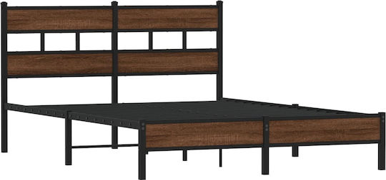 Doppelbett Holz Braun Eiche mit Lattenrost für Matratze 137x190cm